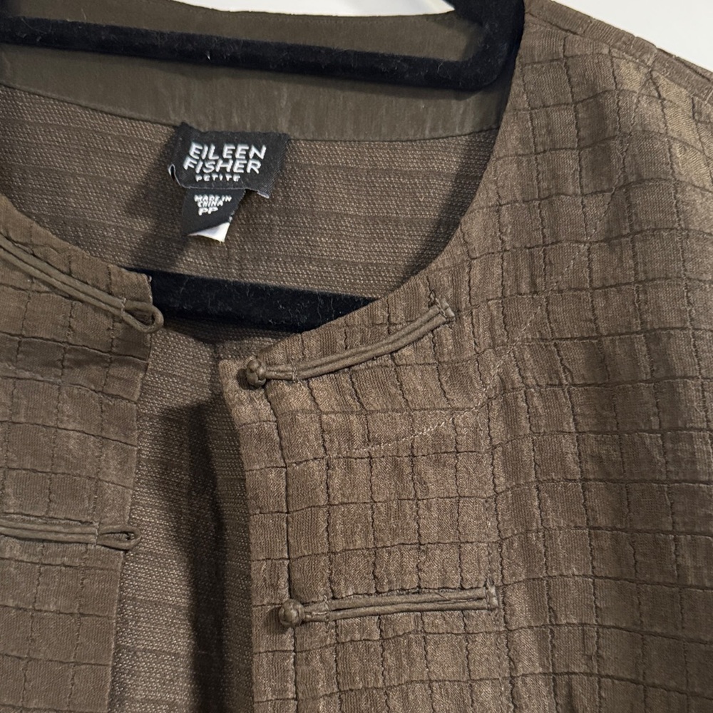 Eileen Fisher Dark Brown Textured Jacket - Picture 2 of 4